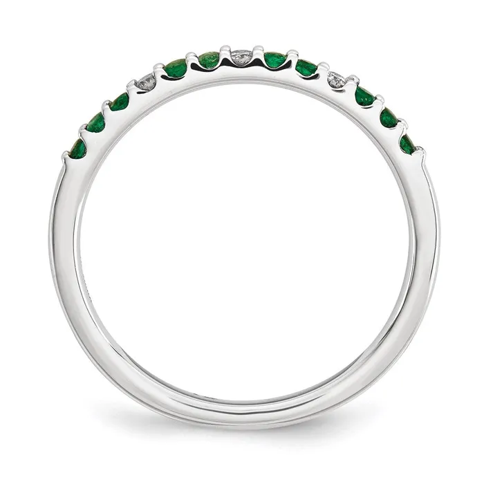 Rings Goldia 14K White Gold Real Diamond and Emerald Ring
