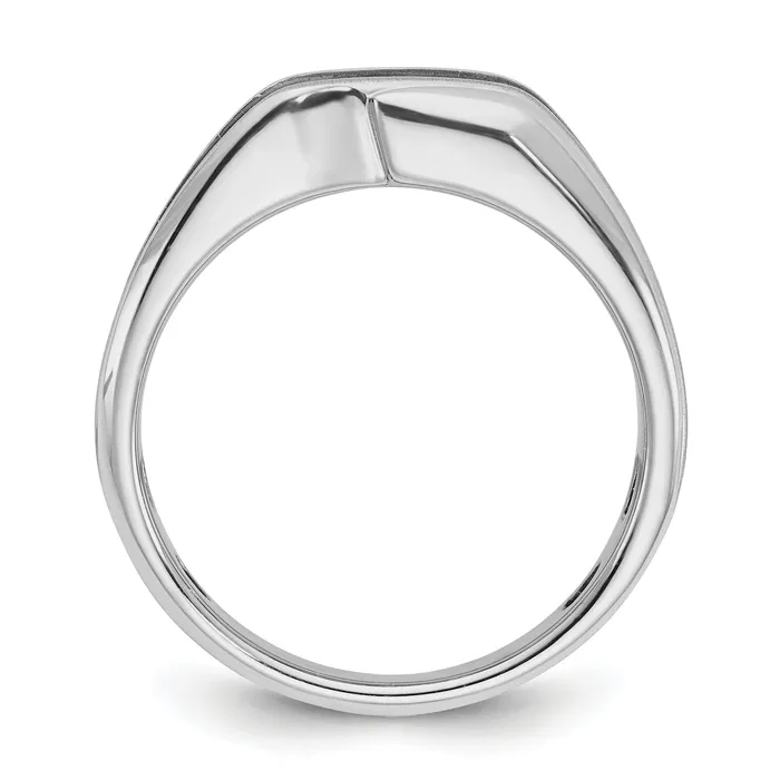 Rings Goldia 14k White Gold with Black Rhodium 15 Ct Lab Grown Diamond VSSI G Polished Satin and Grooved Mens Ring