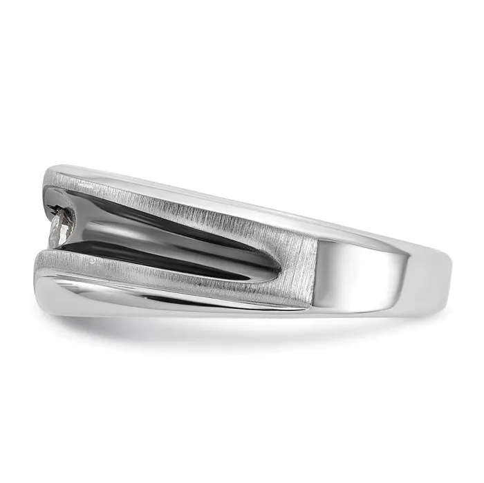 Rings Goldia 14k White Gold with Black Rhodium 15 Ct Lab Grown Diamond VSSI G Polished Satin and Grooved Mens Ring