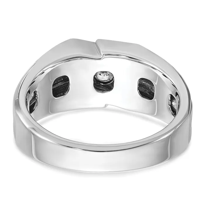 Rings Goldia 14k White Gold with Black Rhodium 15 Ct Lab Grown Diamond VSSI G Polished Satin and Grooved Mens Ring