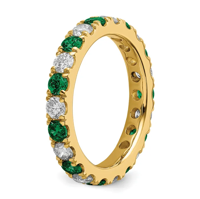 Rings Goldia 14k Yellow Gold 1 15 Ct Lab Grown Diamond VSSI G and Lab Created Emerald Eternity Band Ring