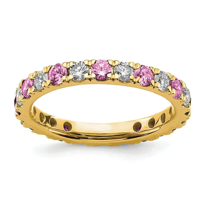 Rings Goldia 14k Yellow Gold 78 Ct Lab Grown Diamond VSSI G and Lab Created Pink Sapphire Eternity Band Ring Rings Goldia 14k Yellow Gold 78 Ct Lab Grown Diamond VSSI G and Lab Created Pink Sapphire Eternity Band Ring