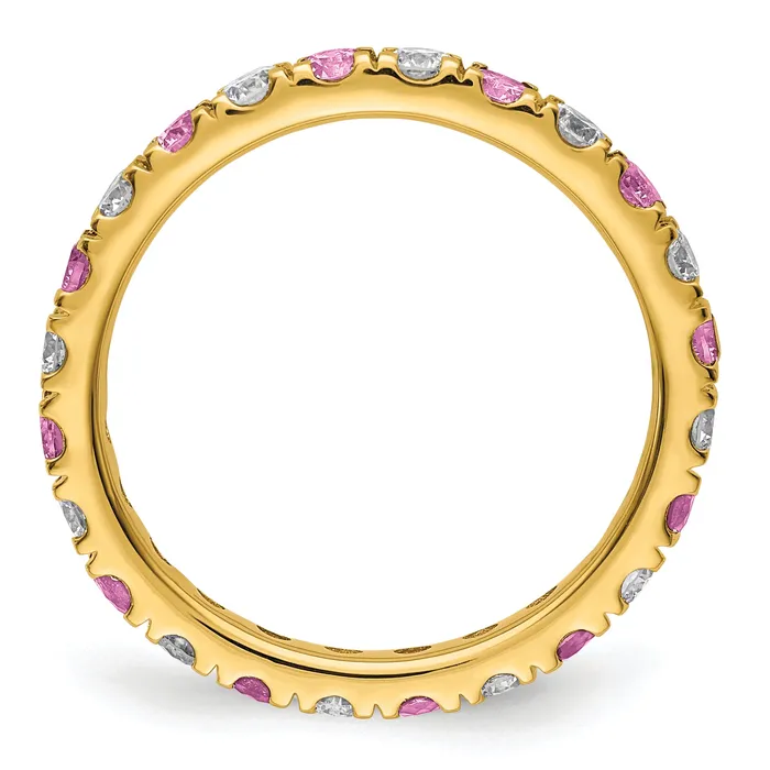 Rings Goldia 14k Yellow Gold 78 Ct Lab Grown Diamond VSSI G and Lab Created Pink Sapphire Eternity Band Ring