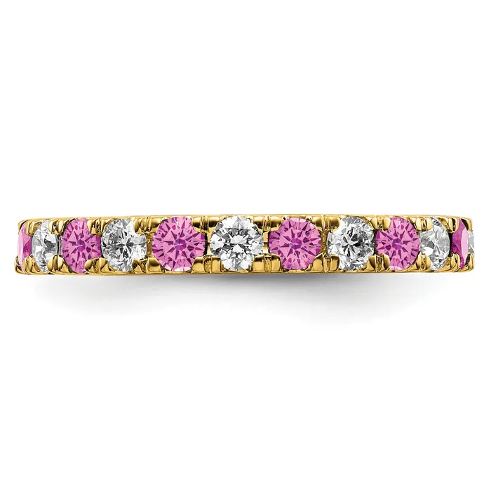 Rings Goldia 14k Yellow Gold 78 Ct Lab Grown Diamond VSSI G and Lab Created Pink Sapphire Eternity Band Ring