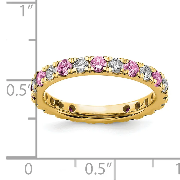 Rings Goldia 14k Yellow Gold 78 Ct Lab Grown Diamond VSSI G and Lab Created Pink Sapphire Eternity Band Ring