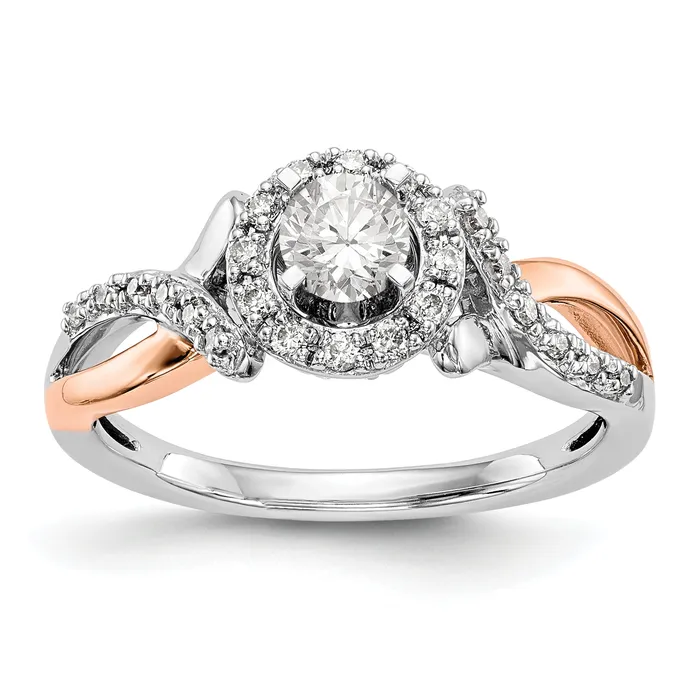 Rings Goldiacom 14k Two tone Peg Set Simulated Diamond Halo Engagement Ring Rings Goldiacom 14k Two tone Peg Set Simulated Diamond Halo Engagement Ring