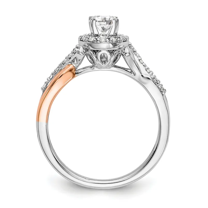 Rings Goldiacom 14k Two tone Peg Set Simulated Diamond Halo Engagement Ring
