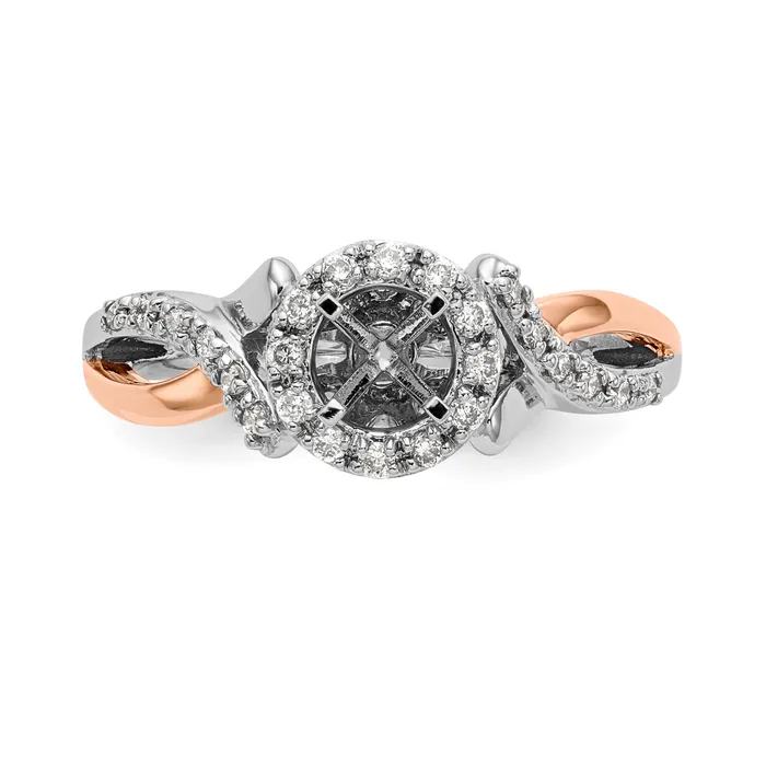 Rings Goldiacom 14k Two tone Peg Set Simulated Diamond Halo Engagement Ring