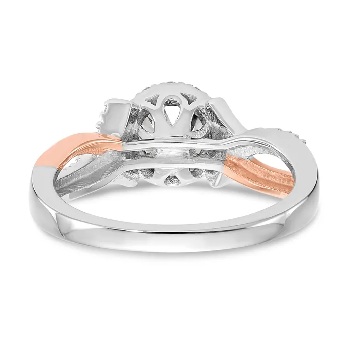 Rings Goldiacom 14k Two tone Peg Set Simulated Diamond Halo Engagement Ring