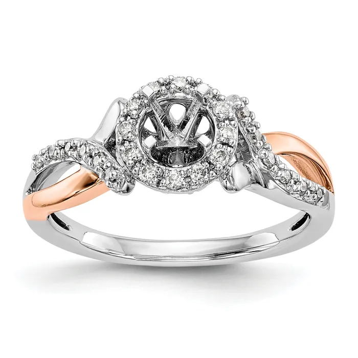 Rings Goldiacom 14k Two tone Peg Set Simulated Diamond Halo Engagement Ring