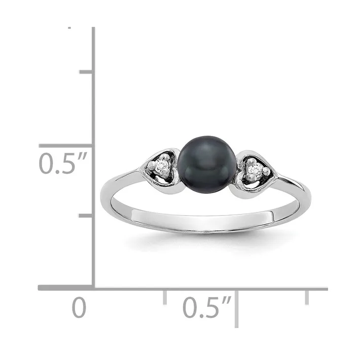 Rings Goldiacom 14k White Gold 45mm Black FW Cultured Pearl A Real Diamond ring