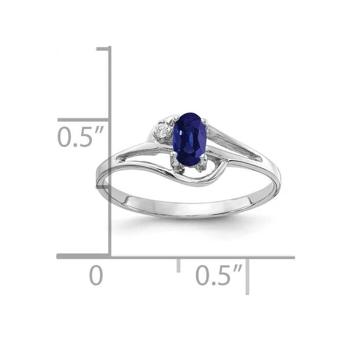 Rings Goldiacom 14k White Gold 5x3mm Oval Sapphire AAA Real Diamond ring