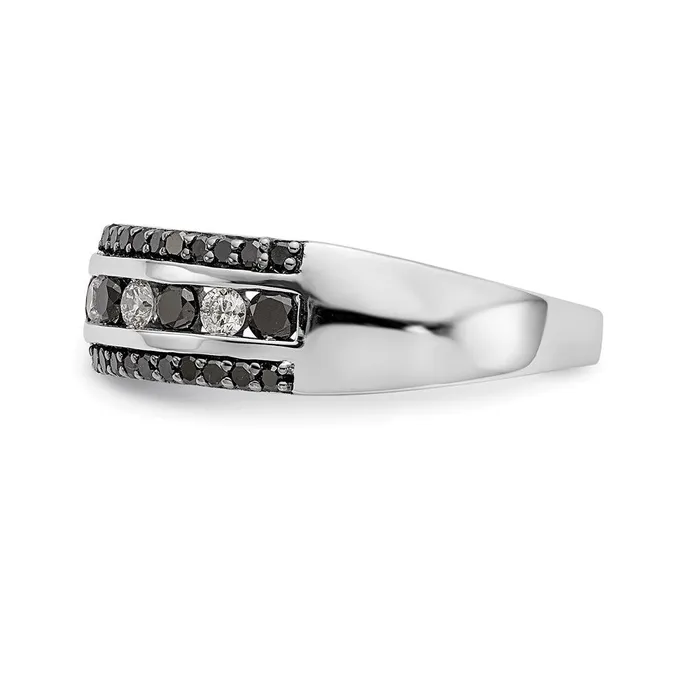 Rings Goldiacom 14K White Gold Black White Real Diamond Band