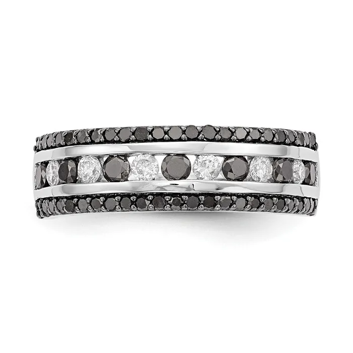 Rings Goldiacom 14K White Gold Black White Real Diamond Band
