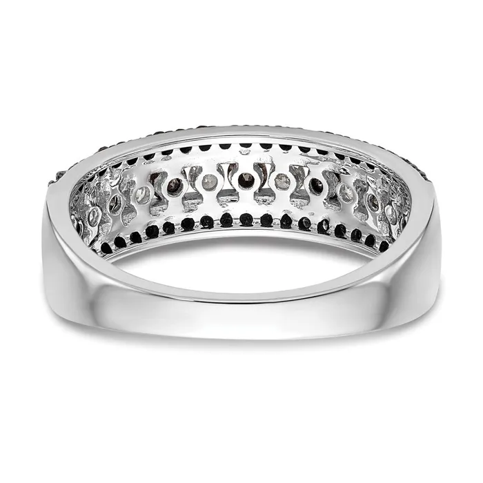 Rings Goldiacom 14K White Gold Black White Real Diamond Band