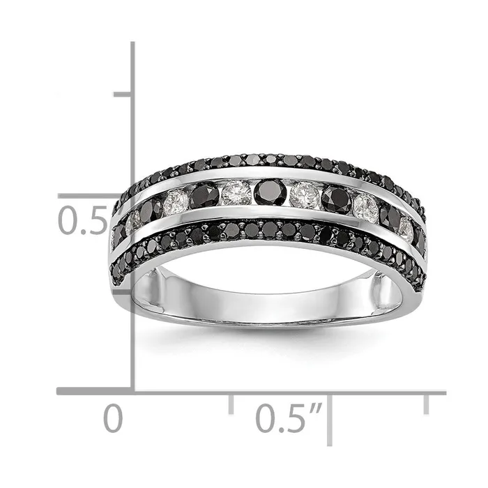 Rings Goldiacom 14K White Gold Black White Real Diamond Band