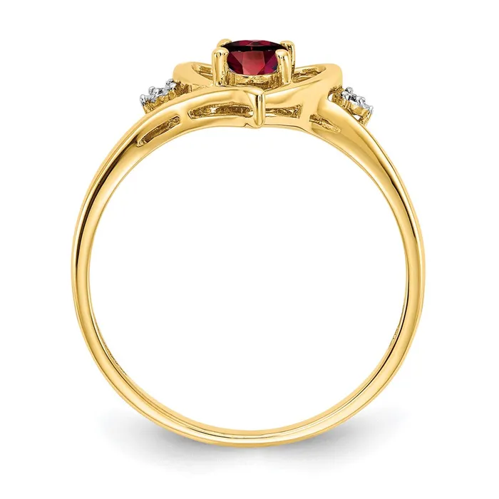 Rings Goldiacom 14K Yellow Gold Garnet and Real Diamond Heart Ring