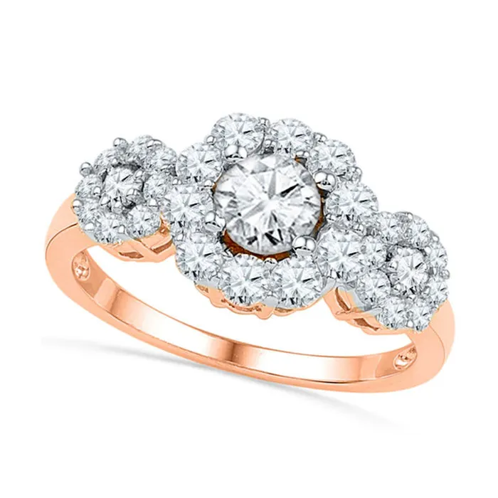 Rings Goldia LabCreated White Sapphire Three Stone Frame Engagement Ring in Solid 10K Rose Gold Rings Goldia LabCreated White Sapphire Three Stone Frame Engagement Ring in Solid 10K Rose Gold