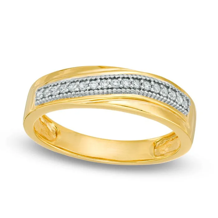 Rings Goldia Mens 017 CT TW Natural Diamond Wedding Band in Solid 10K Yellow Gold