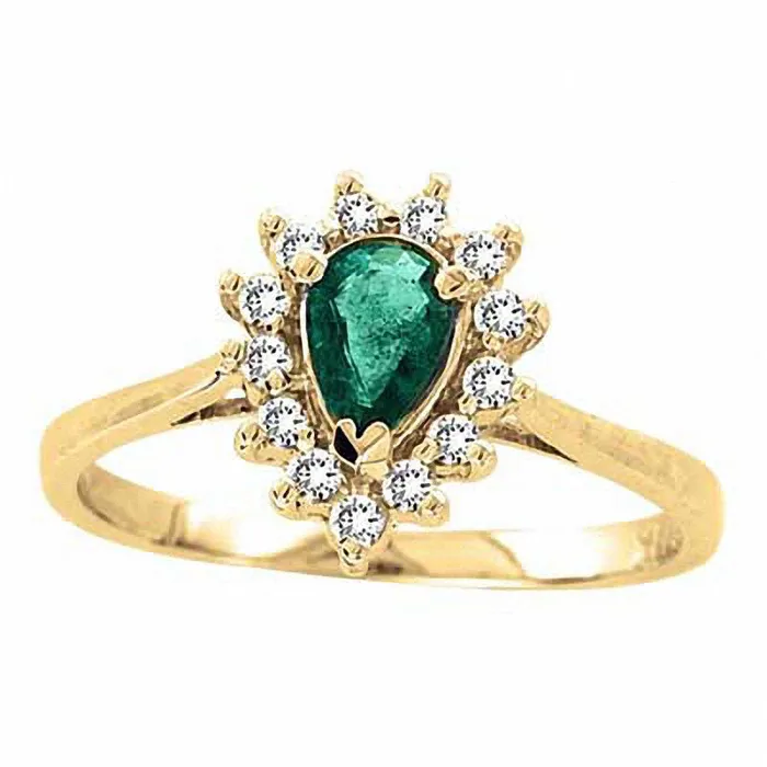 Rings Goldia PearShaped Emerald and 013 CT TW Natural Diamond Engagement Ring in Solid 14K Gold Rings Goldia PearShaped Emerald and 013 CT TW Natural Diamond Engagement Ring in Solid 14K Gold