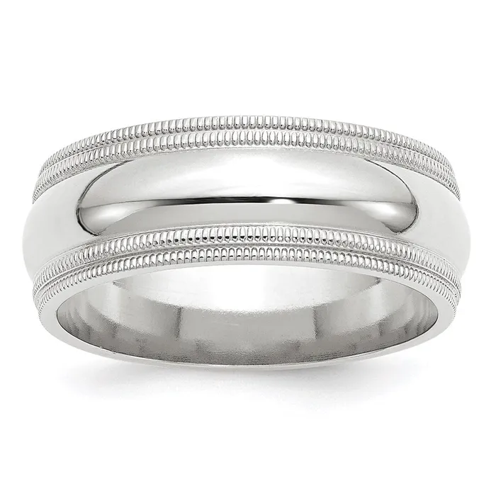 Rings Goldia Solid 10K White Gold 8mm Double Milgrain Comfort Fit MensWomens Wedding Band Ring Size 135 Rings Goldia Solid 10K White Gold 8mm Double Milgrain Comfort Fit MensWomens Wedding Band Ring Size 135