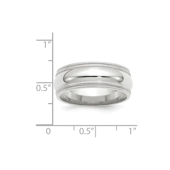 Rings Goldia Solid 10K White Gold 8mm Double Milgrain Comfort Fit MensWomens Wedding Band Ring Size 135 Rings Goldia Solid 10K White Gold 8mm Double Milgrain Comfort Fit MensWomens Wedding Band Ring Size 135