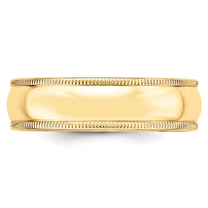 Rings Goldia Solid 10K Yellow Gold 6mm Milgrain HalfRound Wedding MensWomens Wedding Band Ring Size 85