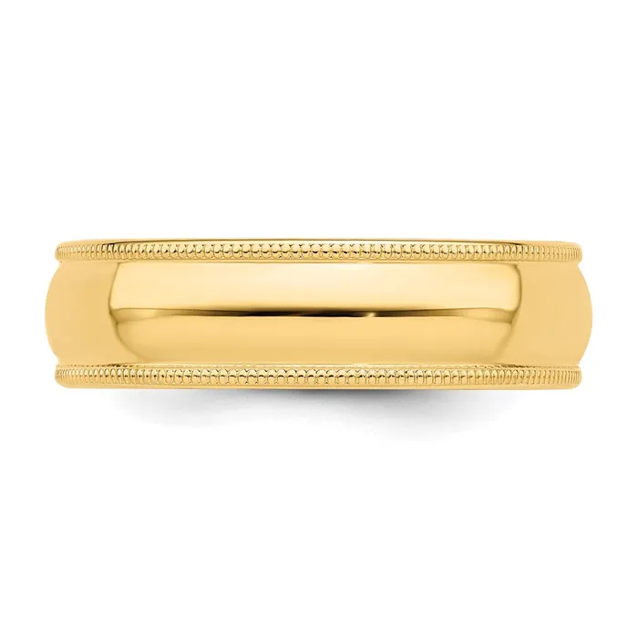 Rings Goldia Solid 10K Yellow Gold 6mm Milgrain HalfRound Wedding MensWomens Wedding Band Ring Size 85
