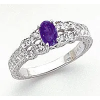Rings Goldia Solid 14k White Gold 6x4mm Oval Tsavorite VS Simulated CZ Ring Rings Goldia Solid 14k White Gold 6x4mm Oval Tsavorite VS Simulated CZ Ring