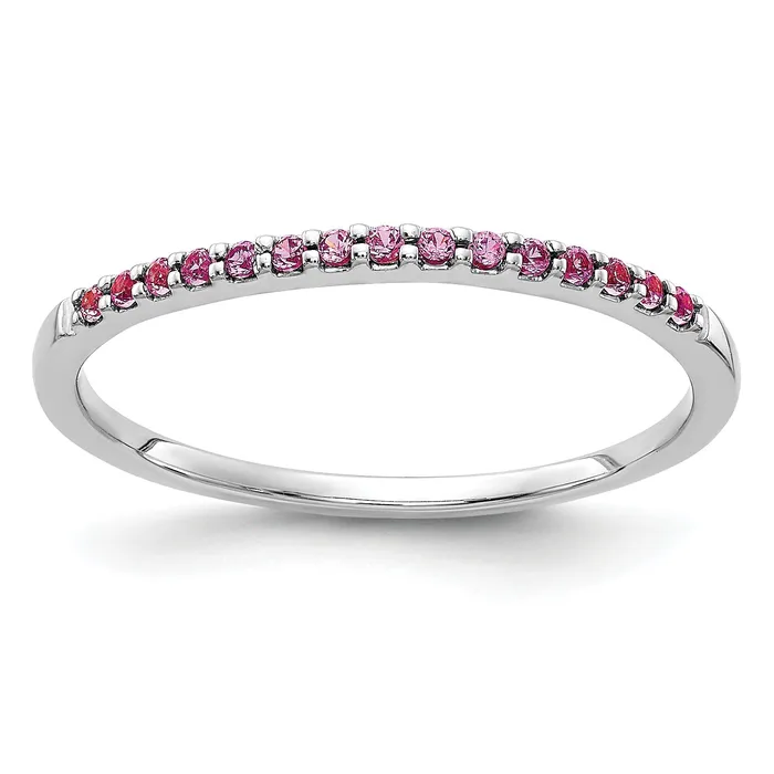 Rings Goldia Solid 14k White Gold PinK Simulated Sapphire Band