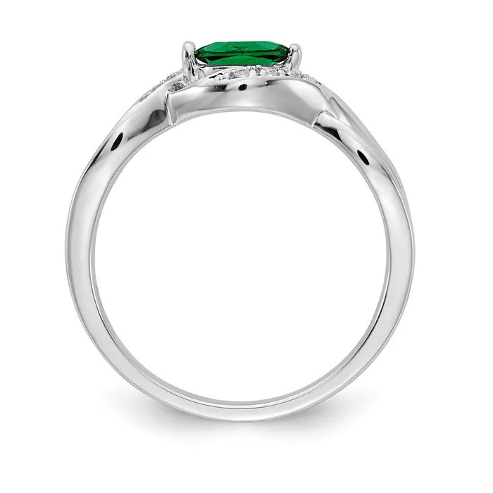 Rings Goldia Solid 14k White Gold Simulated CZ and Marquise Emerald Ring