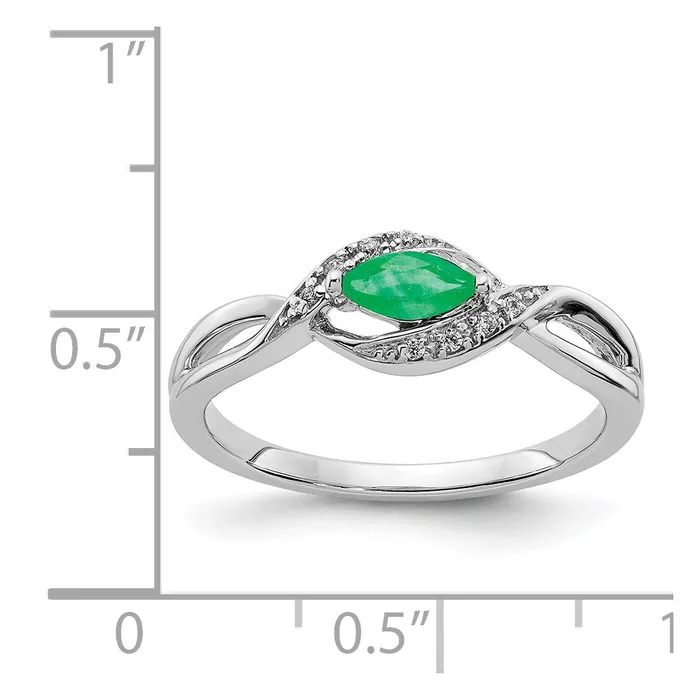 Rings Goldia Solid 14k White Gold Simulated CZ and Marquise Emerald Ring