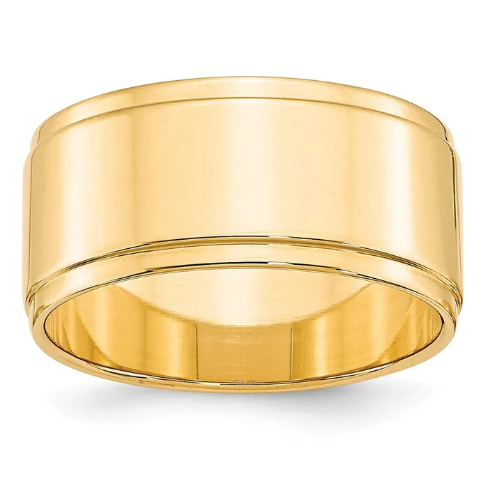 Rings Goldia Solid 14K Yellow Gold 10mm Flat with Step Edge MensWomens Wedding Band Ring Size 135 Rings Goldia Solid 14K Yellow Gold 10mm Flat with Step Edge MensWomens Wedding Band Ring Size 135