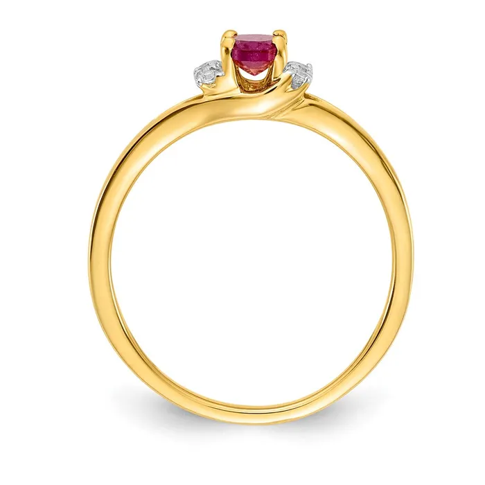 Rings Goldia Solid 14k Yellow Gold Simulated CZ and Oval Ruby Ring