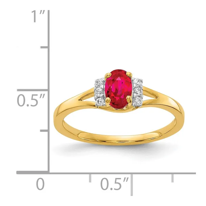 Rings Goldia Solid 14k Yellow Gold Simulated CZ and Oval Ruby Ring
