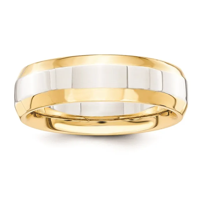 Rings Goldia Solid 14K Yellow Gold TwoTone 6mm Domed Size 11 Wedding MensWomens Wedding Band Ring