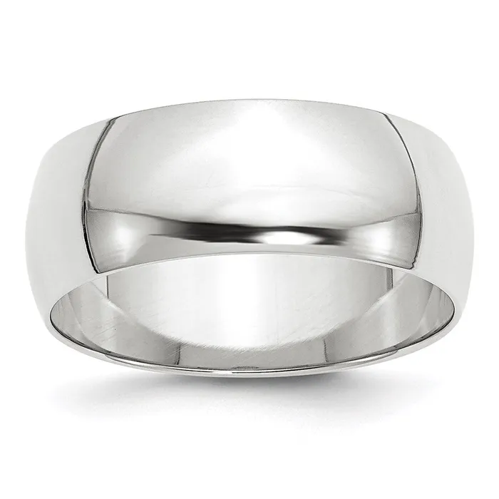 Rings Goldia Solid 18K White Gold 8mm Light Weight Half Round MensWomens Wedding Band Ring Size 10 Rings Goldia Solid 18K White Gold 8mm Light Weight Half Round MensWomens Wedding Band Ring Size 10