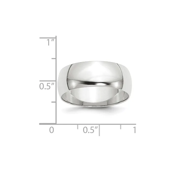 Rings Goldia Solid 18K White Gold 8mm Light Weight Half Round MensWomens Wedding Band Ring Size 10 Rings Goldia Solid 18K White Gold 8mm Light Weight Half Round MensWomens Wedding Band Ring Size 10