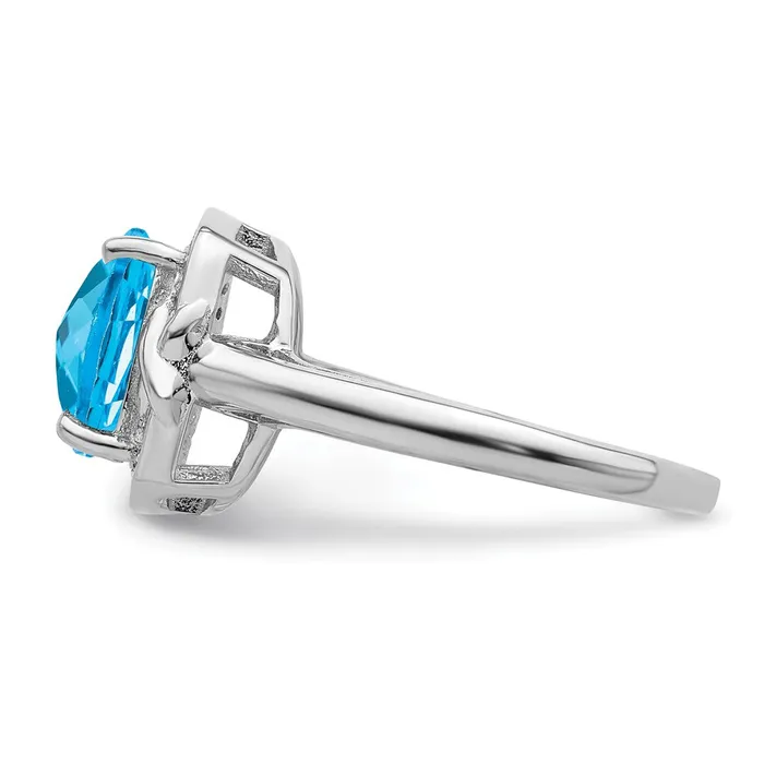 Rings Goldia Sterling Silver Rhodium Diamond CheckerCut Blue Topaz Ring