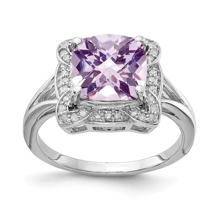 Rings Goldia Sterling Silver Rhodium Diamond u0026 CheckerCut Pink Quartz Ring Rings Goldia Sterling Silver Rhodium Diamond u0026 CheckerCut Pink Quartz Ring