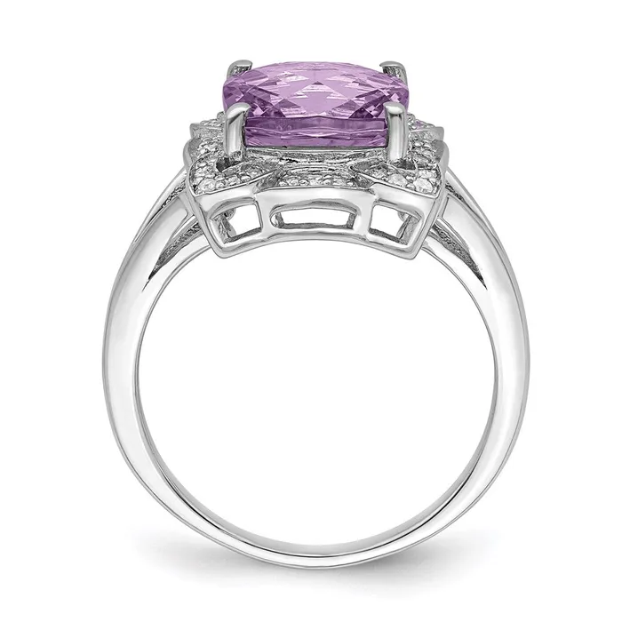 Rings Goldia Sterling Silver Rhodium Diamond u0026 CheckerCut Pink Quartz Ring