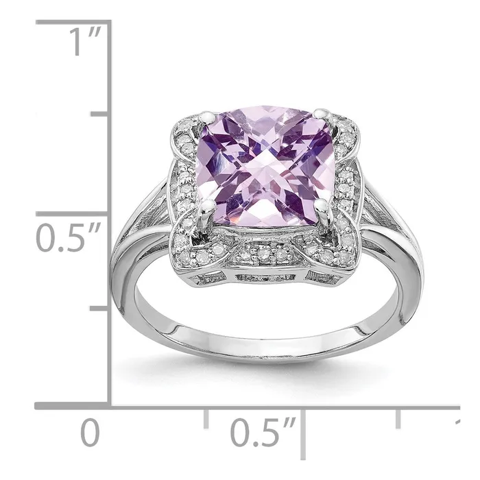 Rings Goldia Sterling Silver Rhodium Diamond u0026 CheckerCut Pink Quartz Ring
