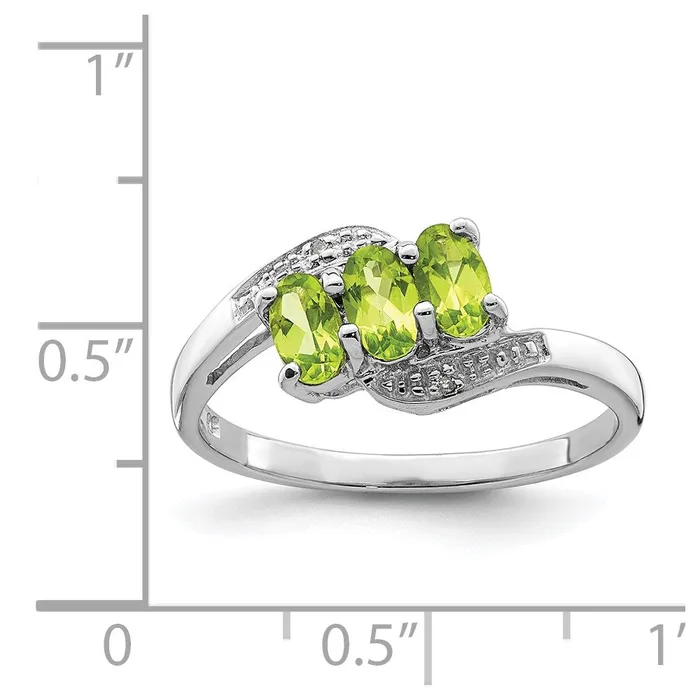 Rings Goldia Sterling Silver Rhodium Peridot u0026 Diamond Ring