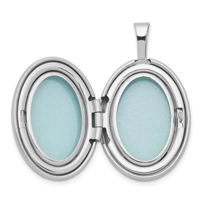 Rings Goldia Sterling Silver Rhodiumplated 19mm Diamond PolishedSatin Star Oval Locket