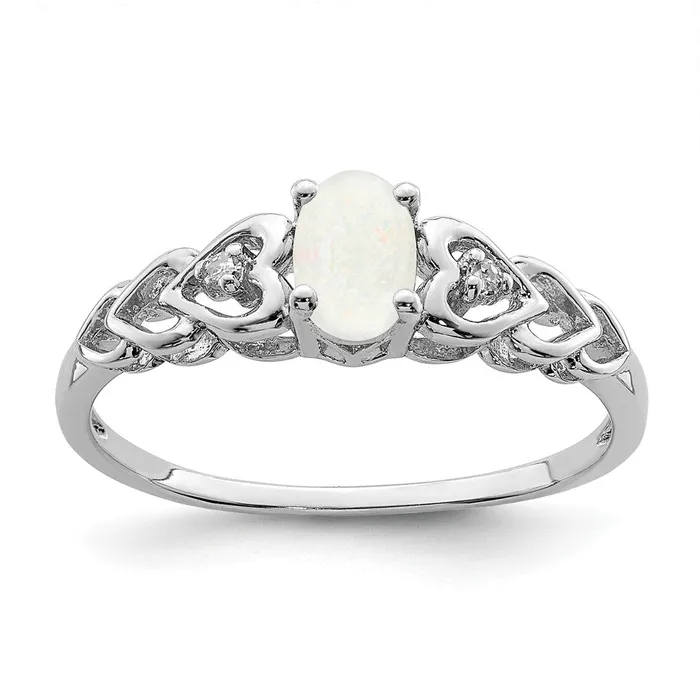 Rings Goldia Sterling Silver Rhodiumplated Created Opal u0026 Diamond Ring