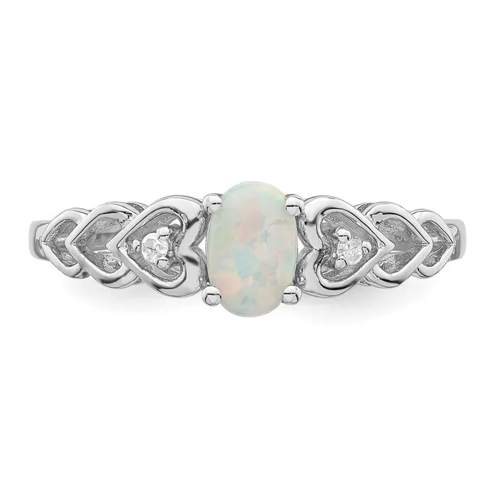 Rings Goldia Sterling Silver Rhodiumplated Created Opal u0026 Diamond Ring