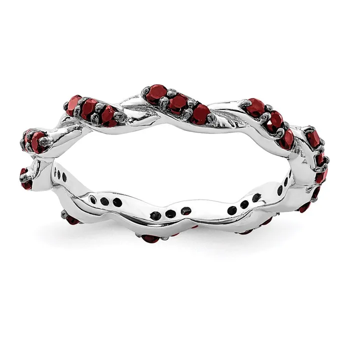 Rings Goldia Sterling Silver Rhodiumplated Garnet Twisted Eternity Ring