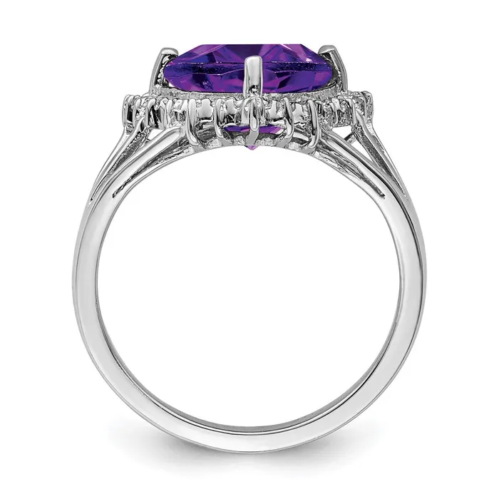 Rings Goldia Sterling Silver Rhodium Trillion Amethyst u0026 Diamond Ring
