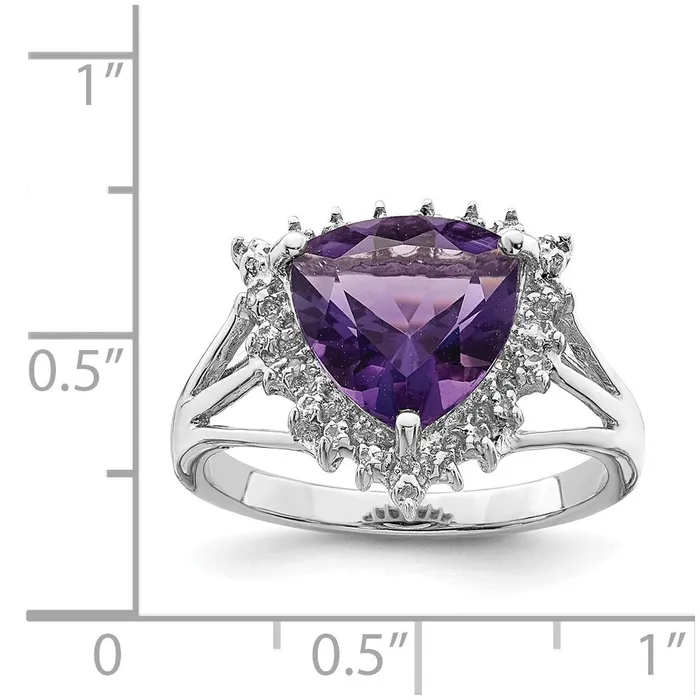 Rings Goldia Sterling Silver Rhodium Trillion Amethyst u0026 Diamond Ring