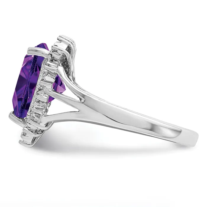 Rings Goldia Sterling Silver Rhodium Trillion Amethyst u0026 Diamond Ring